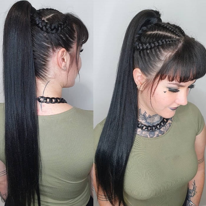 Braided Ponytail with Bangs