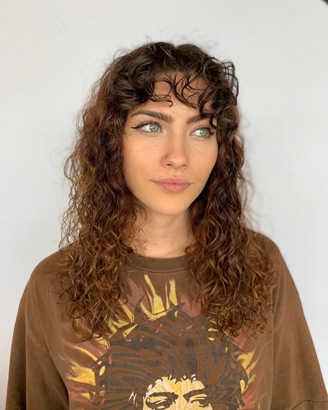 Long Curly Hair with Bangs