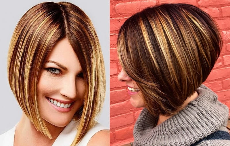 stacked bob with highlights