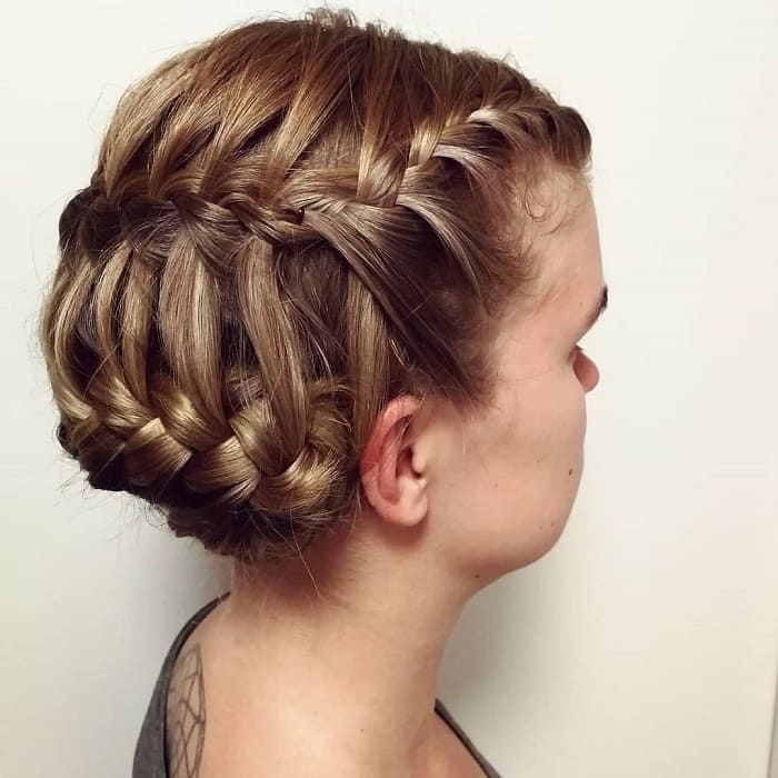 Updo with Waterfall Braid