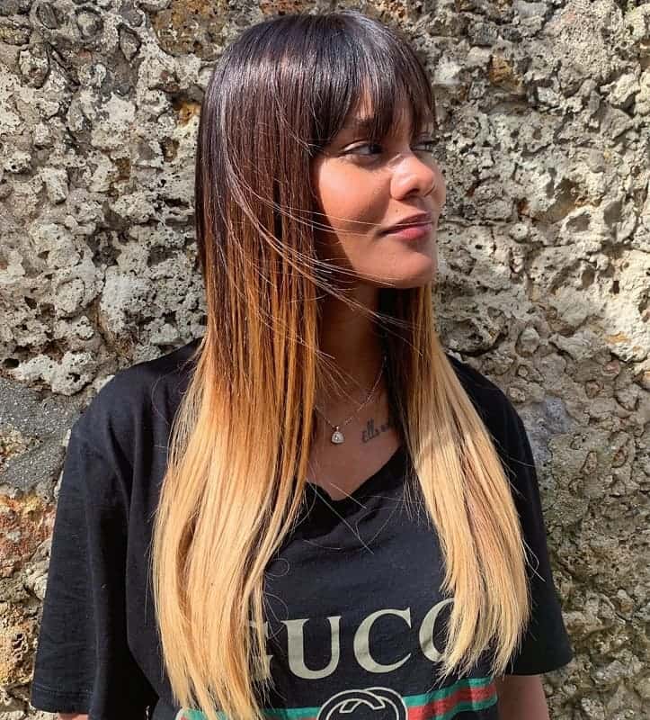 Straight Ombre Hair With Bangs