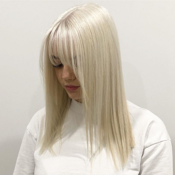 Blonde Straight Hair with Bangs