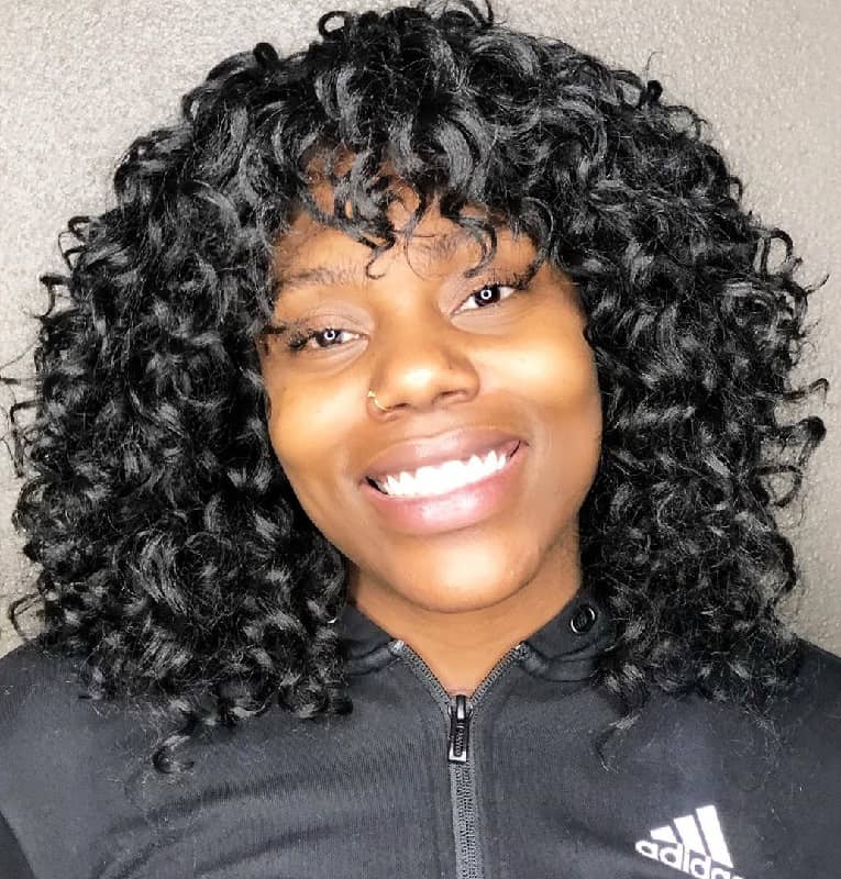 Curly Hair with Bangs for Black Girl