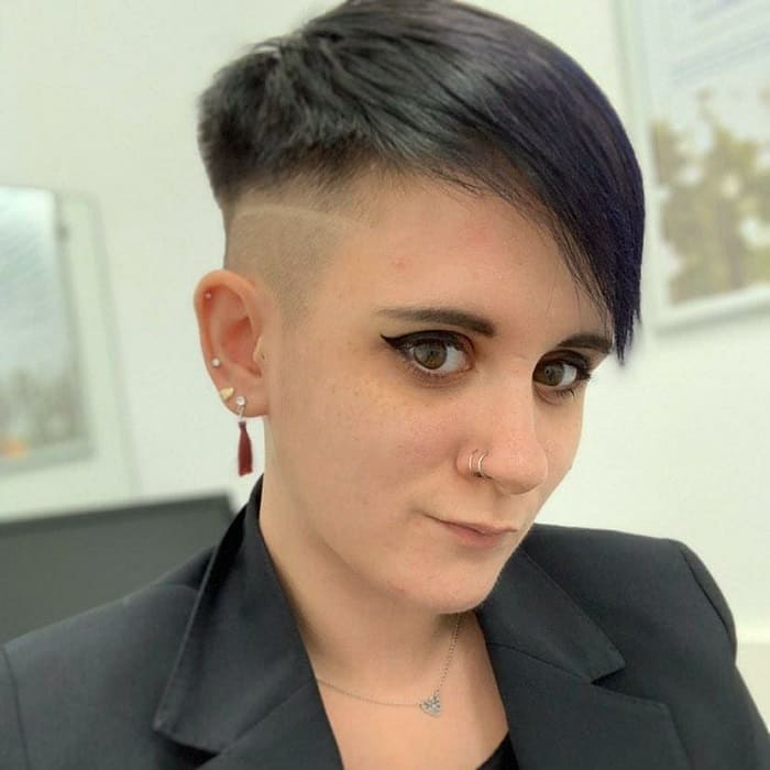 side shaved pixie for thick hair