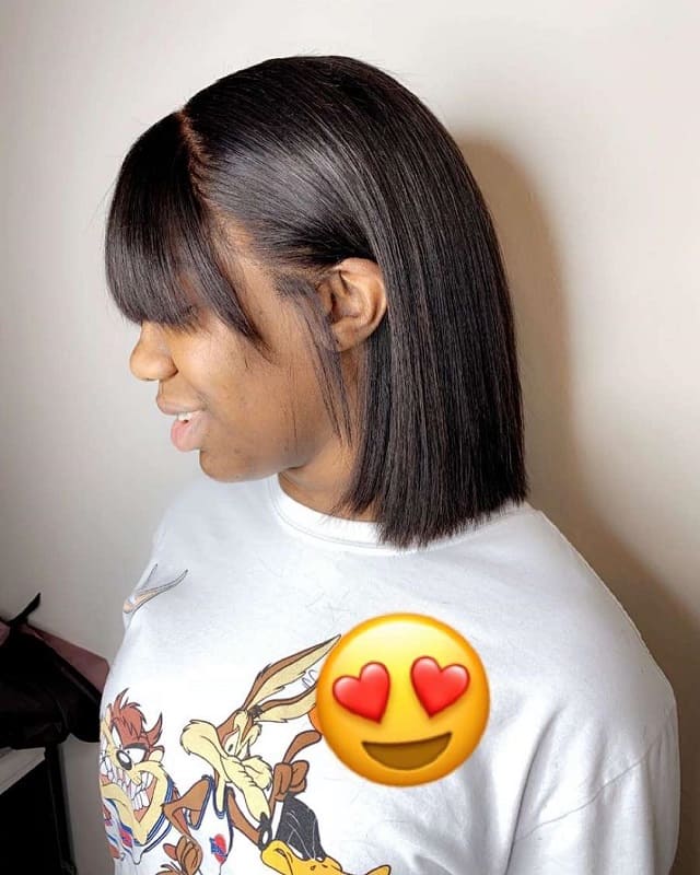 Blunt Cut with Bangs for Black Hair