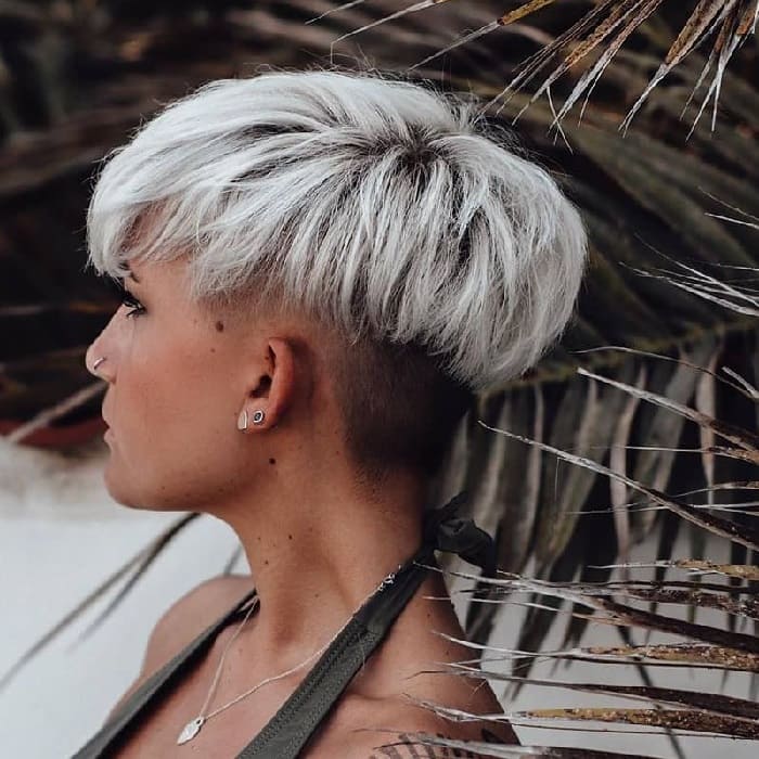 Undercut for Woman with White Hair