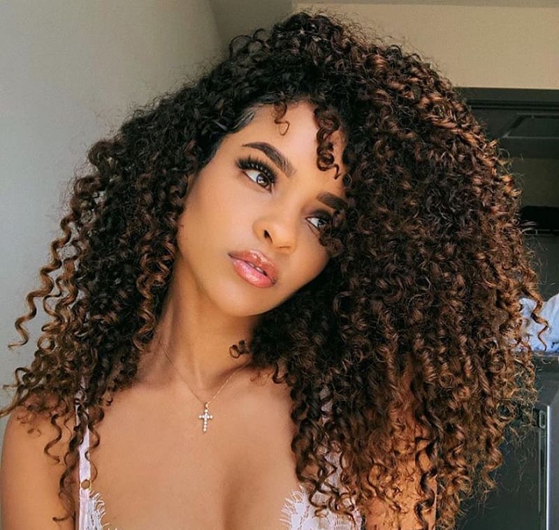 Long Curly Hair With Side Bangs