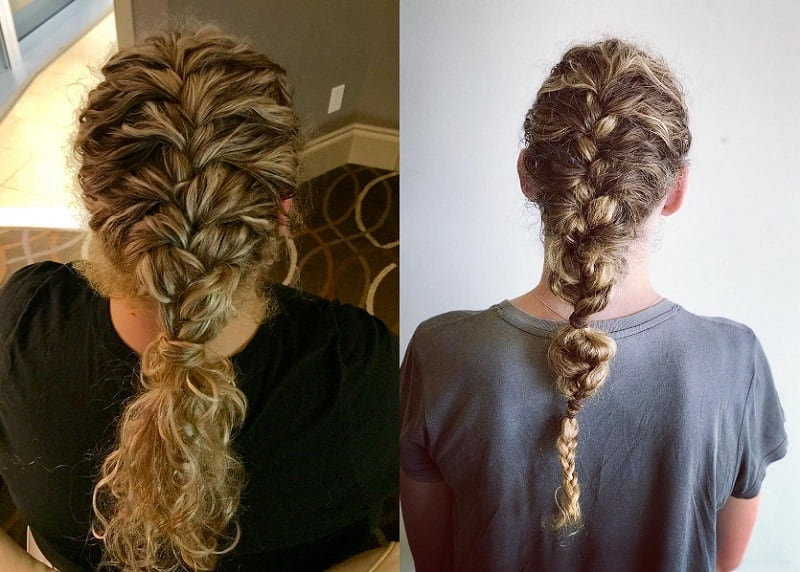 French Braid with Curly Hair