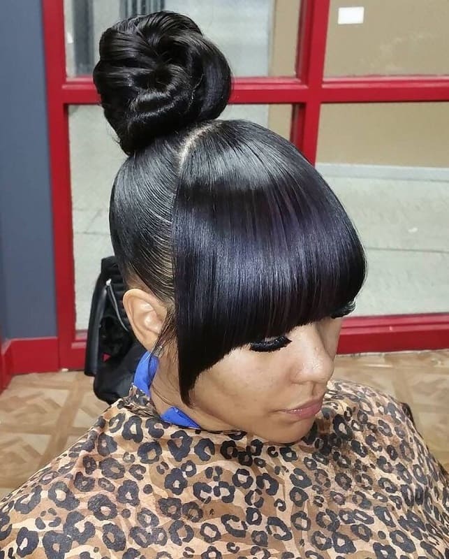 Updos with Bangs for Black Hair