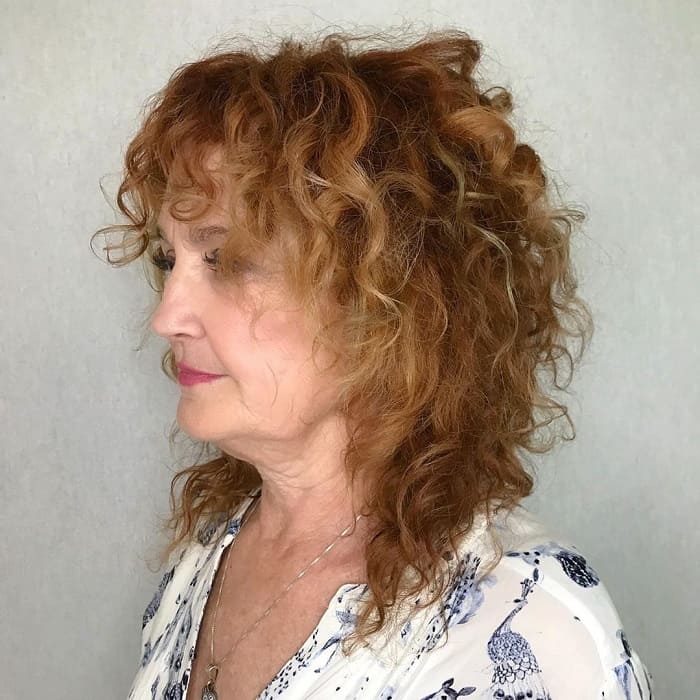 Curly Shag Hairstyle for Older Woman