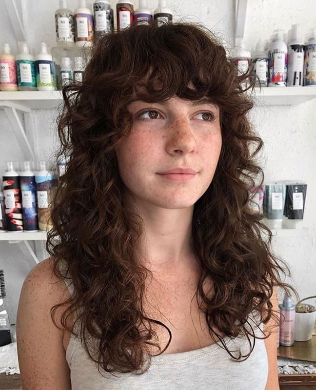 Long Loose Curly Hair with Bangs