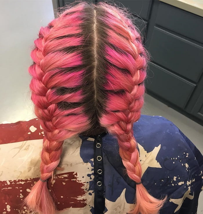 Two French Braids with Color