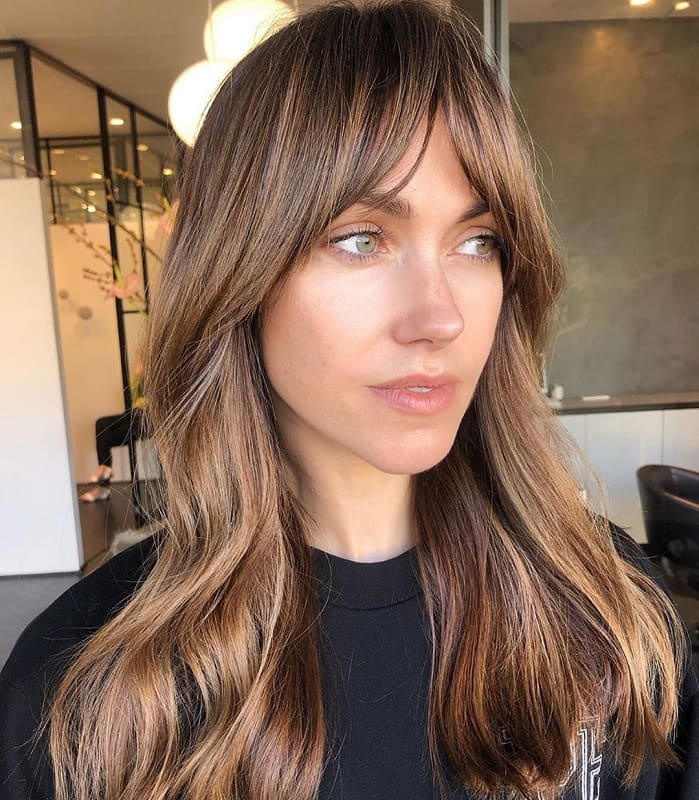Feathered Bangs with Highlights
