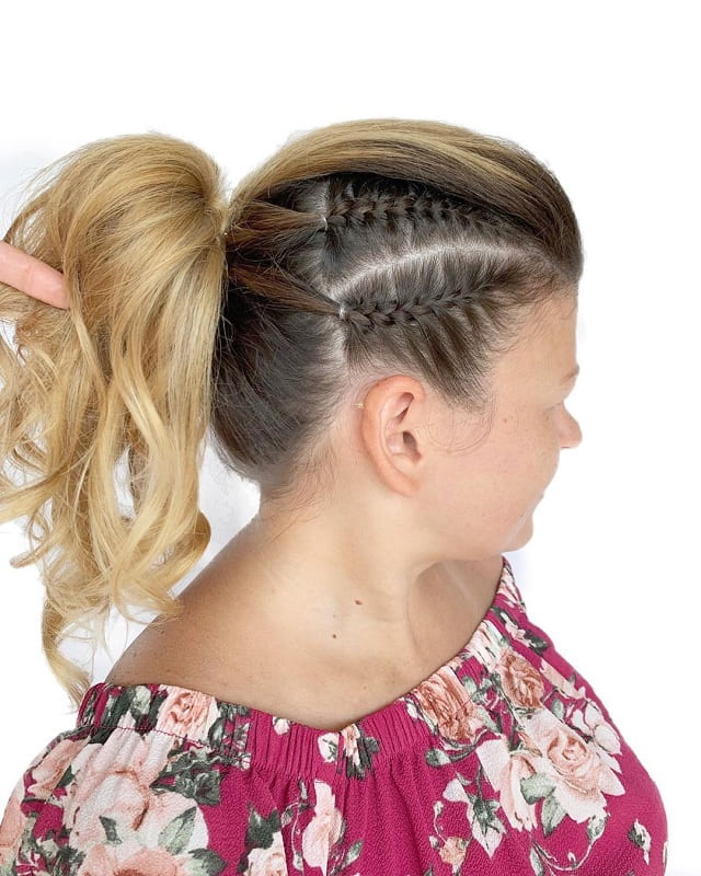 Double French Braid into A Ponytail