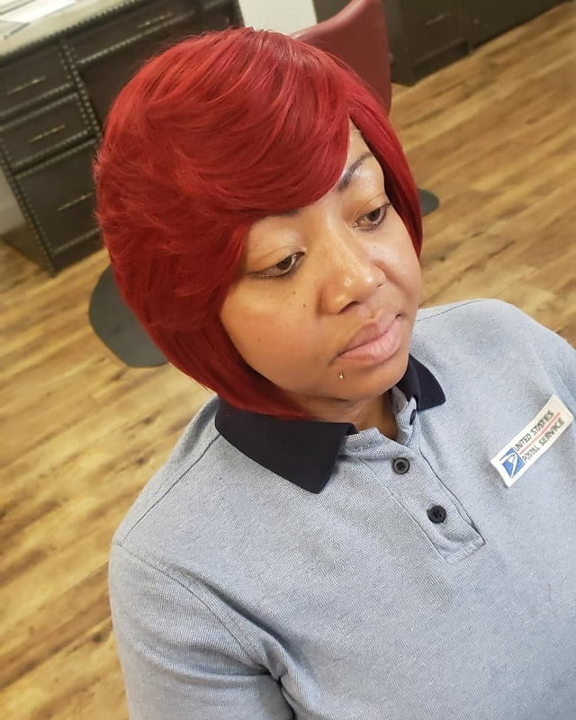 Feathered Bangs with Sew in Weave