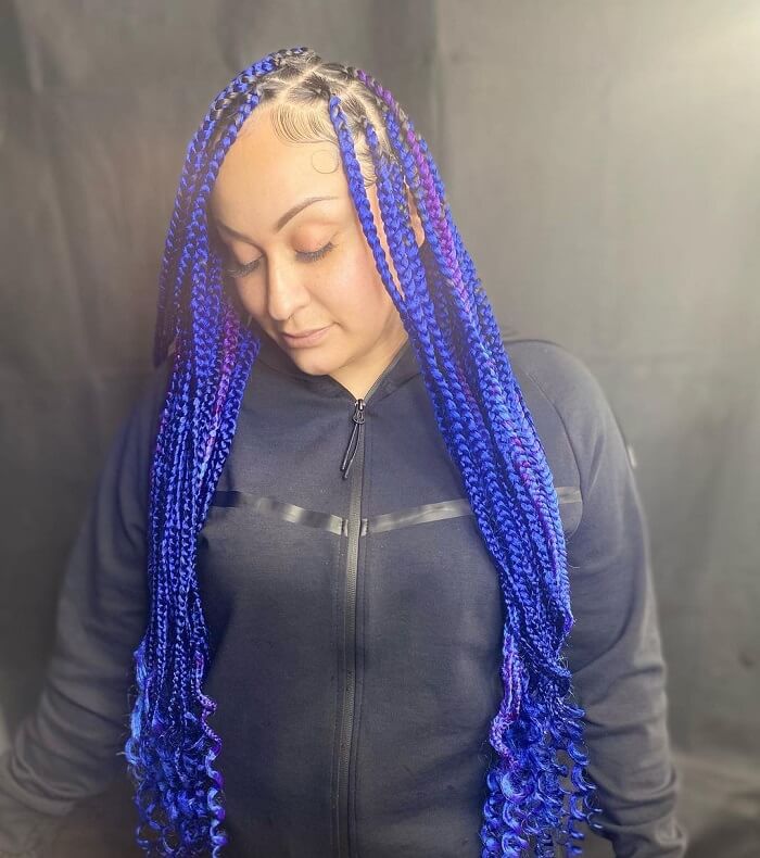 blue medium box braids