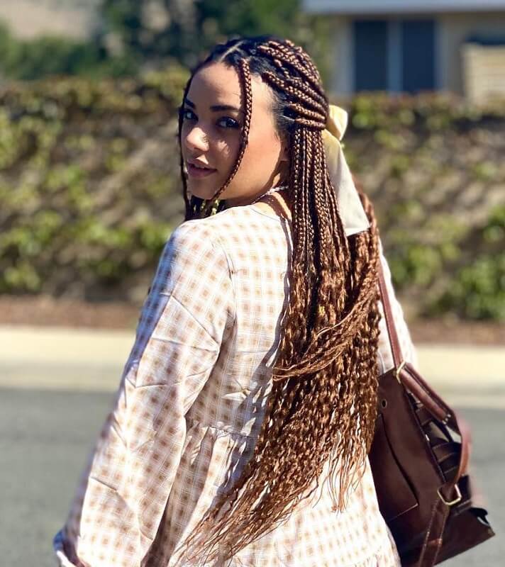 bohemian box braids with color