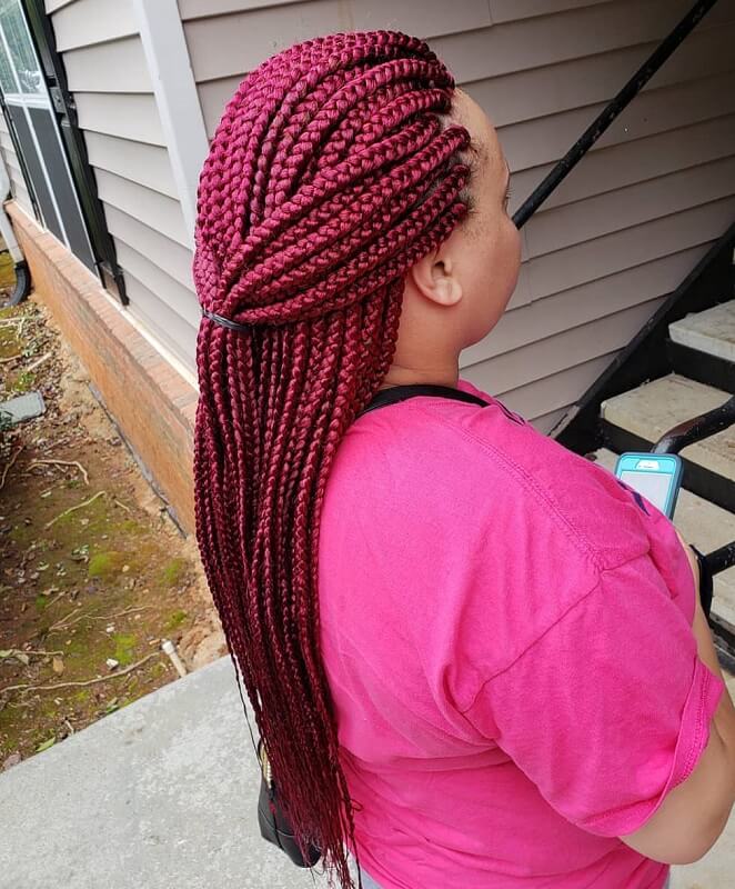 burgundy medium box braids