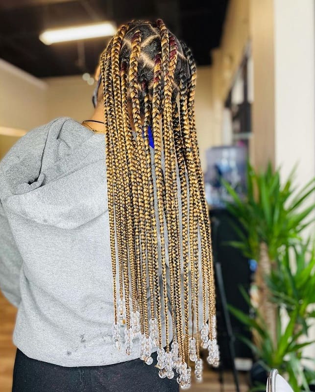 colored box braids with beads