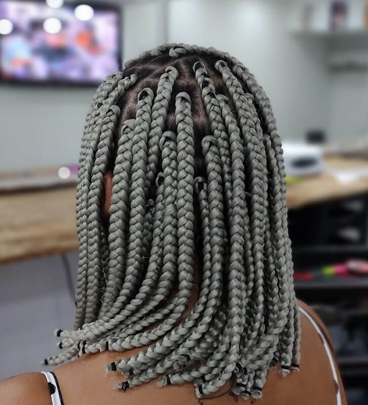 grey box braids
