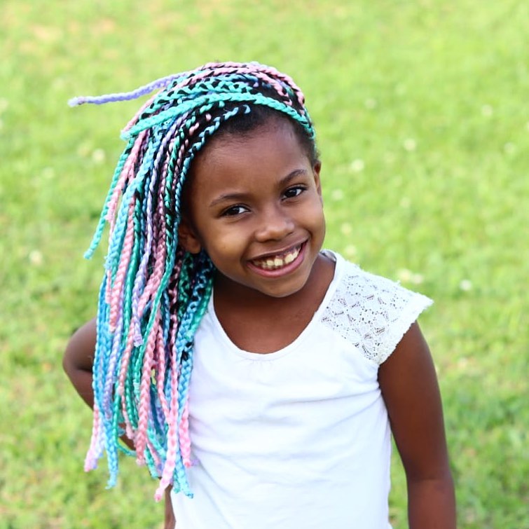 kids box braids with color