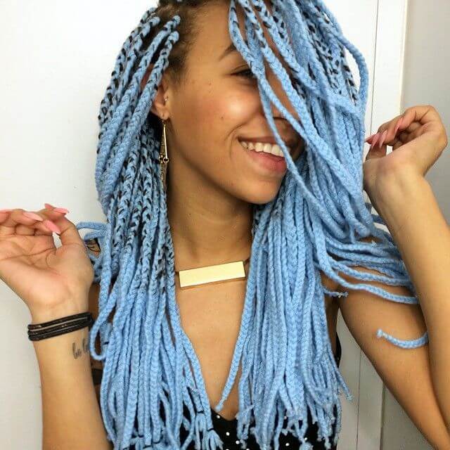pastel blue box braids