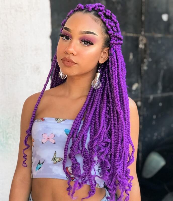 purple box braids