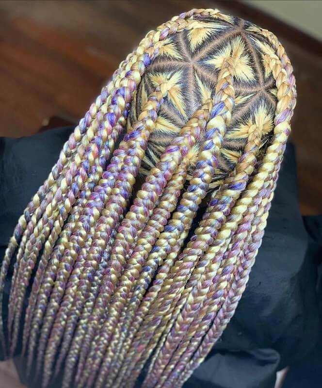 traingle box braids with color