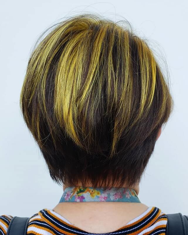 black hair with yellow highlights
