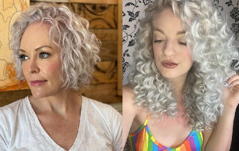 icy blonde curly hair