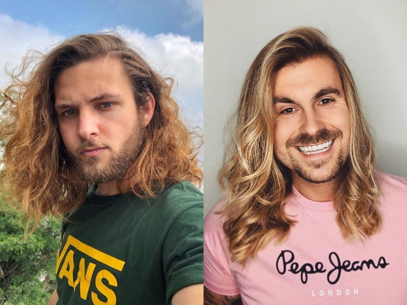 men's long hair with side part
