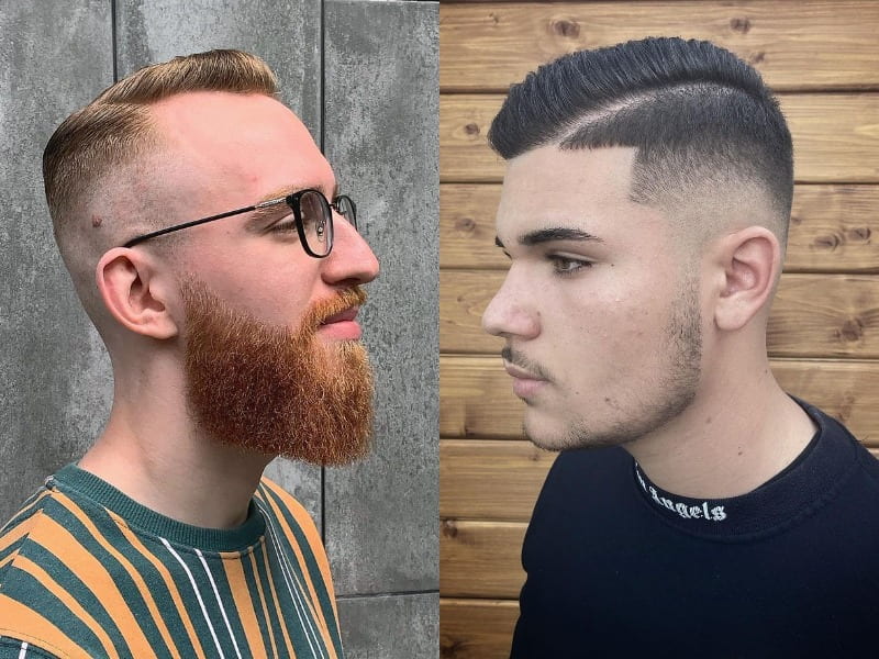 side part haircut with fade